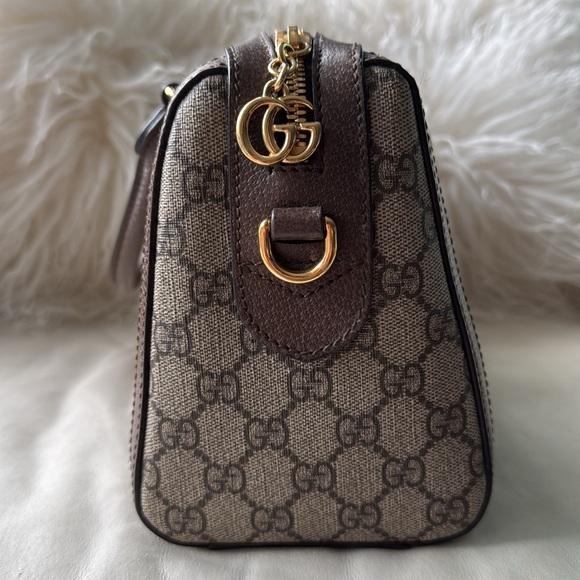 GUCCI GG Supreme Monogram Web Medium Ophidia Boston Bag w/COA and Dustbag - Picture 4 of 17